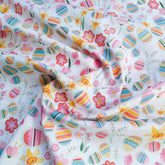 Tissu de Pâques 100 % coton Rose & Hubble Rabbits Bunny Eggs